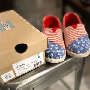 Toms Classic Red Canvas Stars and Stripes